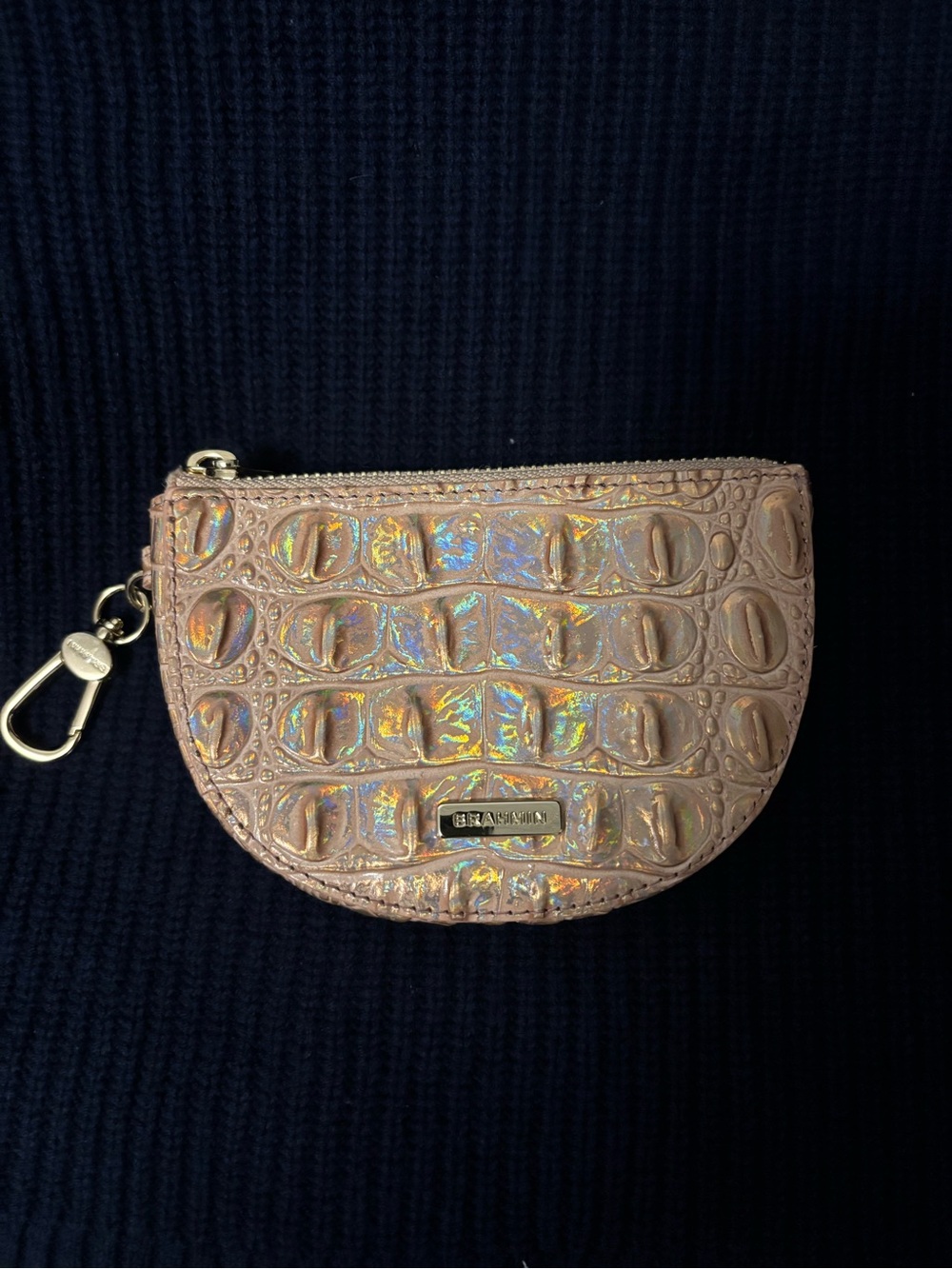 Brahmin Iridescent Croc-Embossed Coin Pouch - Pink Beige